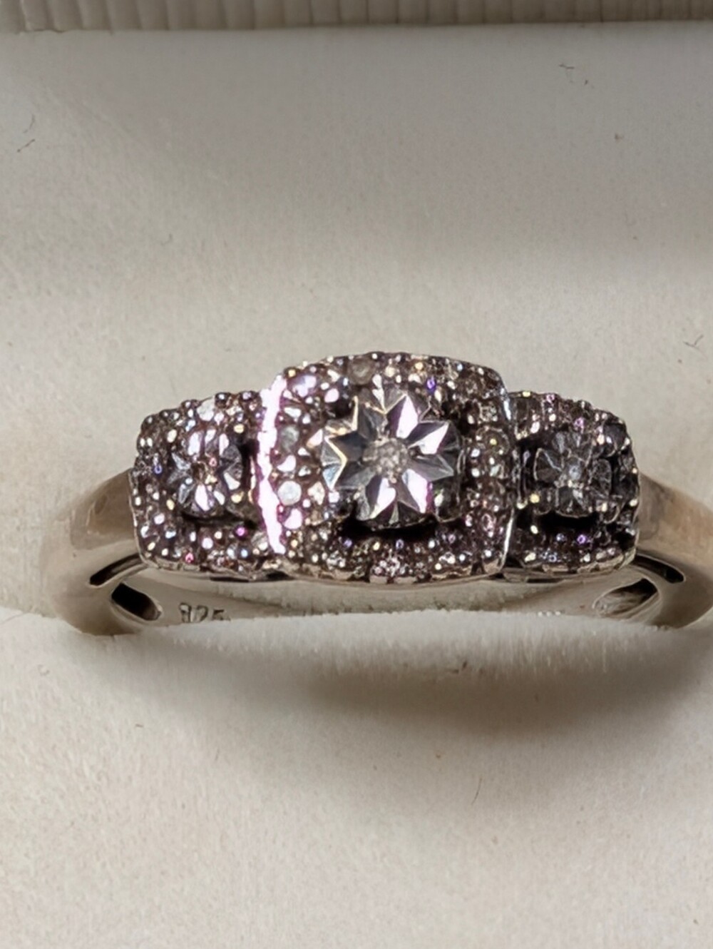Genuine .925 Sterling Silver Genuine Diamond Ring